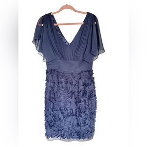 JS Collections Flutter Sleeve, Chiffon Dress, Size 8, Navy
